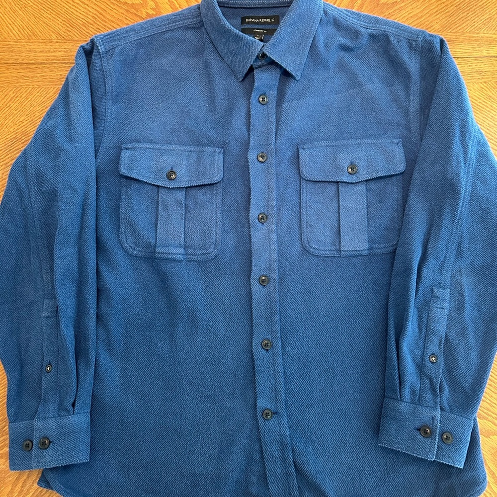 Banana Republic Heavyweight Flannel Shirt Jacket in Blue